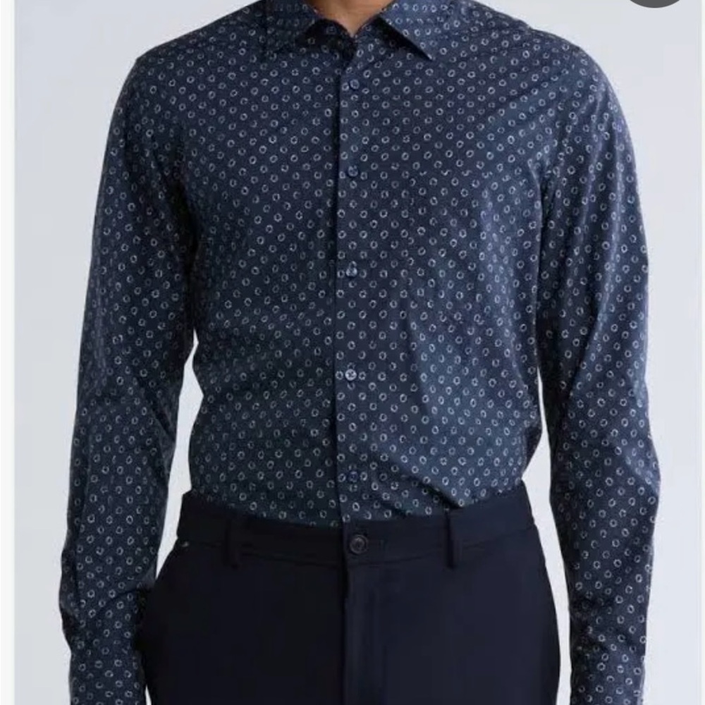 Hugo Boss Men's Navy Patterned Shirt